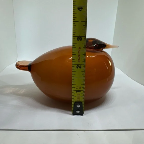 Oiva Toikka Glass Bird Orange Kuulas by Iittala Finland Sculpture, Puffball